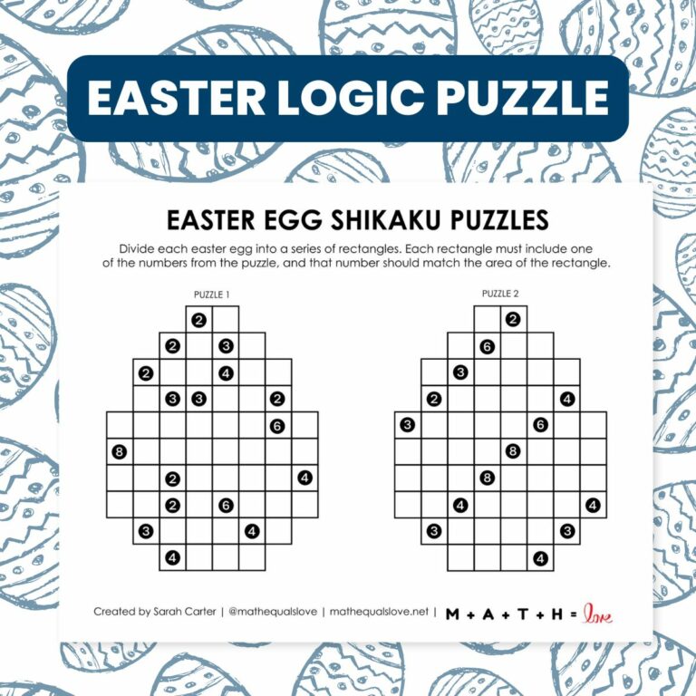 Easter Egg Shikaku Logic Puzzles.