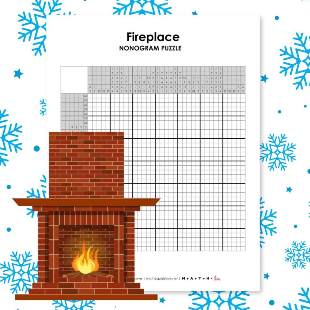 fireplace winter nonogram logic puzzle. 