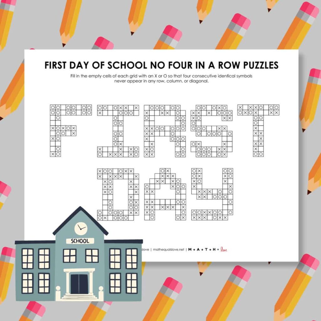First Day of school logic puzzle - no four in a row. 