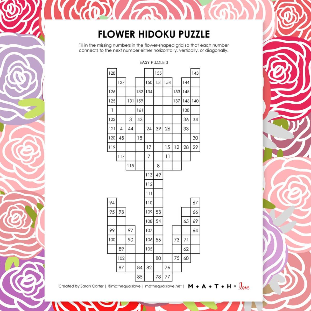 flower hidoku logic puzzles.