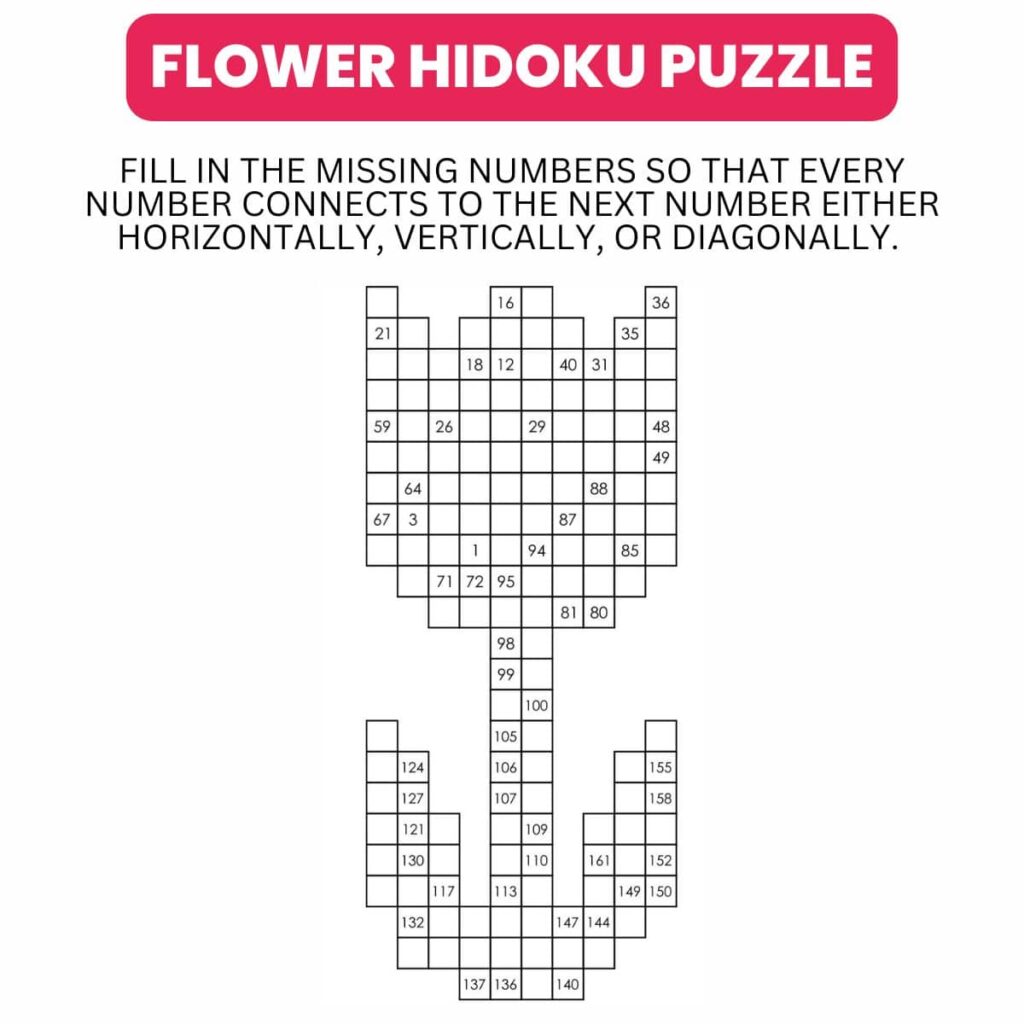 flower hidoku logic puzzle instructions.