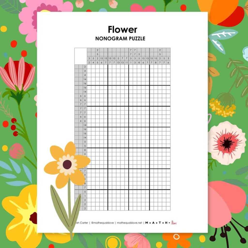 flower nonogram puzzle printable.