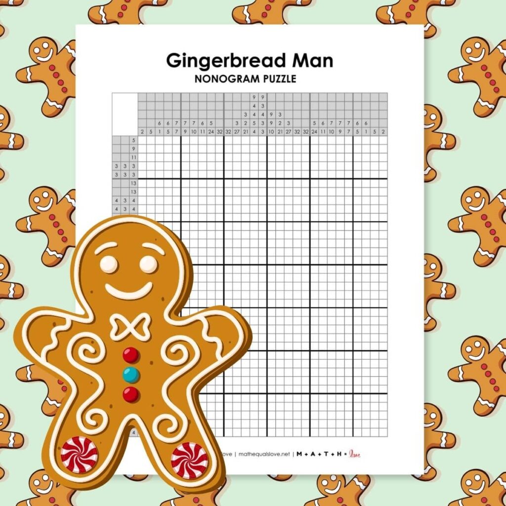 gingerbread man nonogram puzzle. 