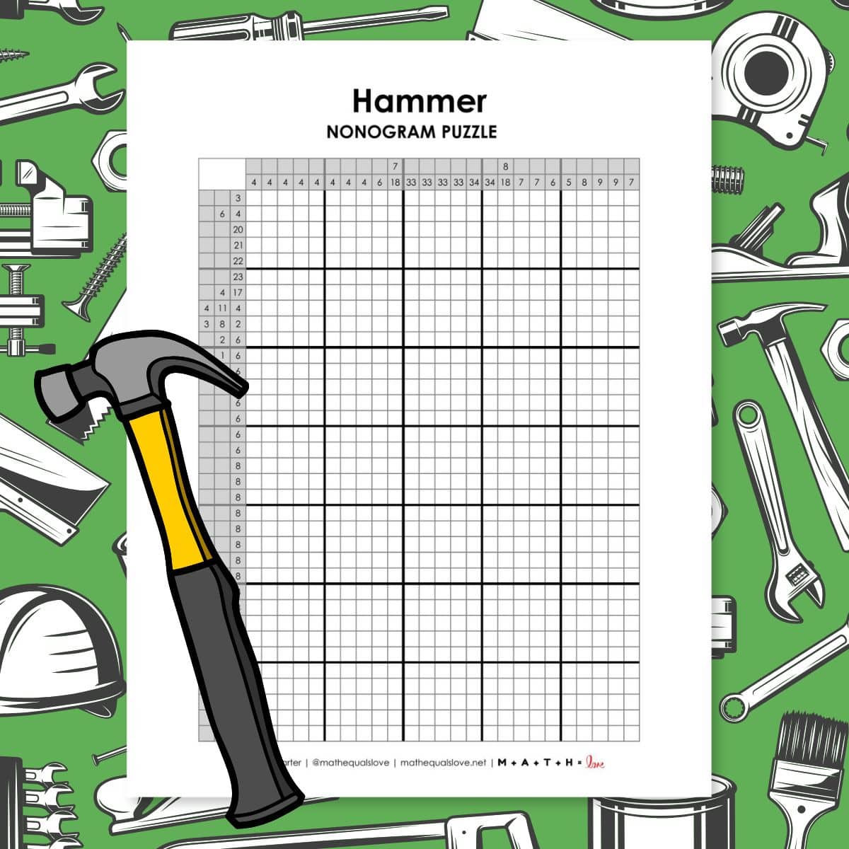 hammer nonogram puzzle printable.