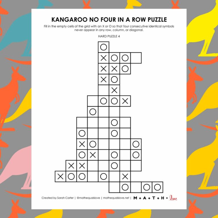 kangaroo no four in a row logic puzzles.