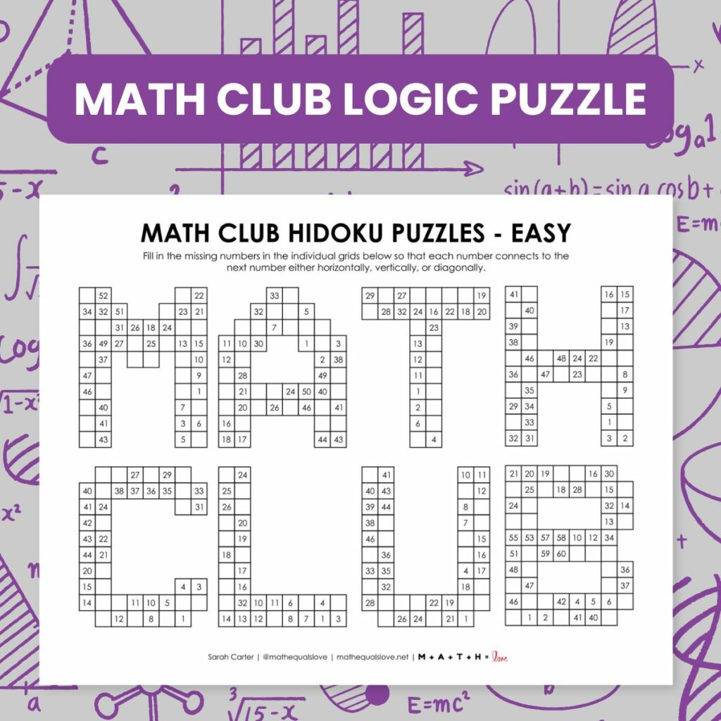 math club hidoku logic puzzle.
