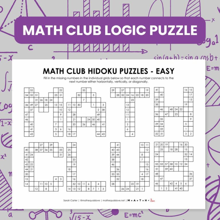 math club hidoku logic puzzle.