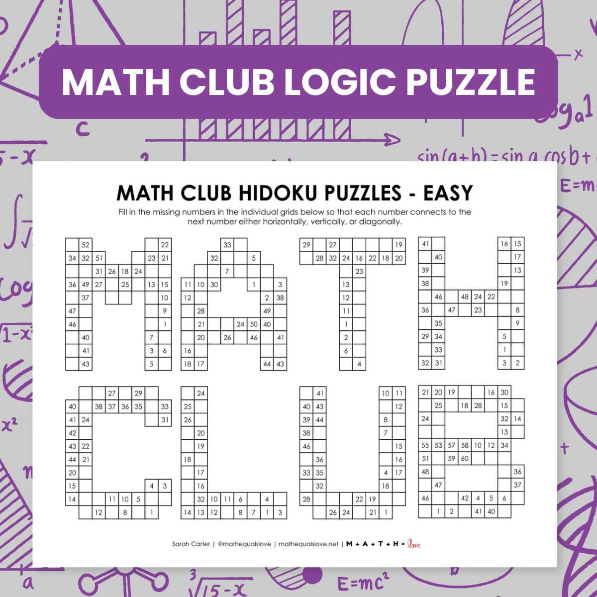 math club hidoku logic puzzle.