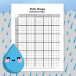 rain drops nonogram puzzle printable.