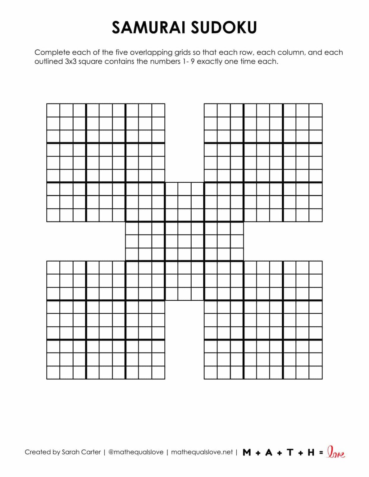 36 FREE Samurai Sudoku Printable Puzzles (PDF)