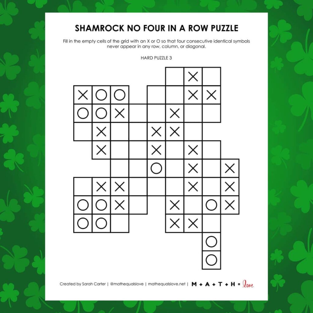 shamrock no four in a row logic puzzle.