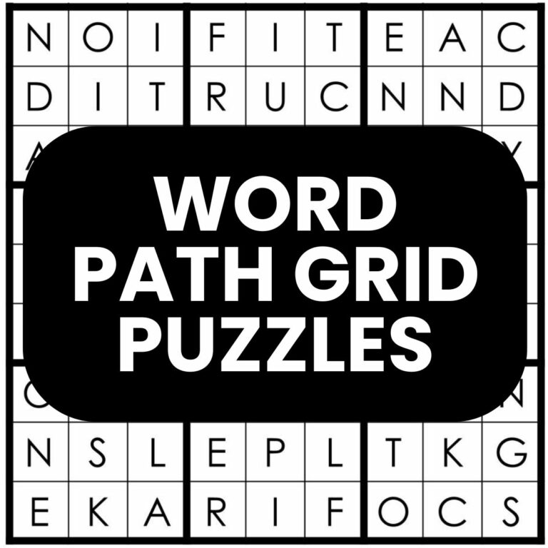 printable word path grid puzzles.