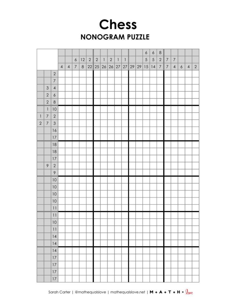 chess nonogram puzzle printable pdf. 