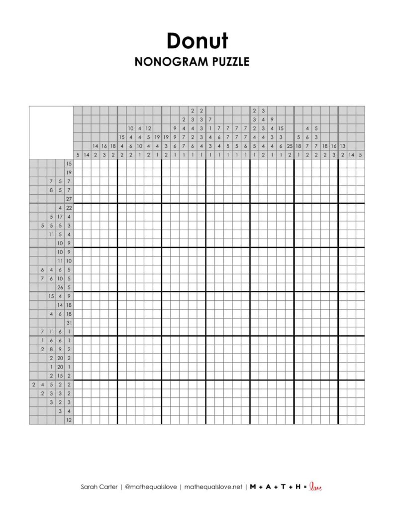 donut nonogram puzzle printable pdf. 