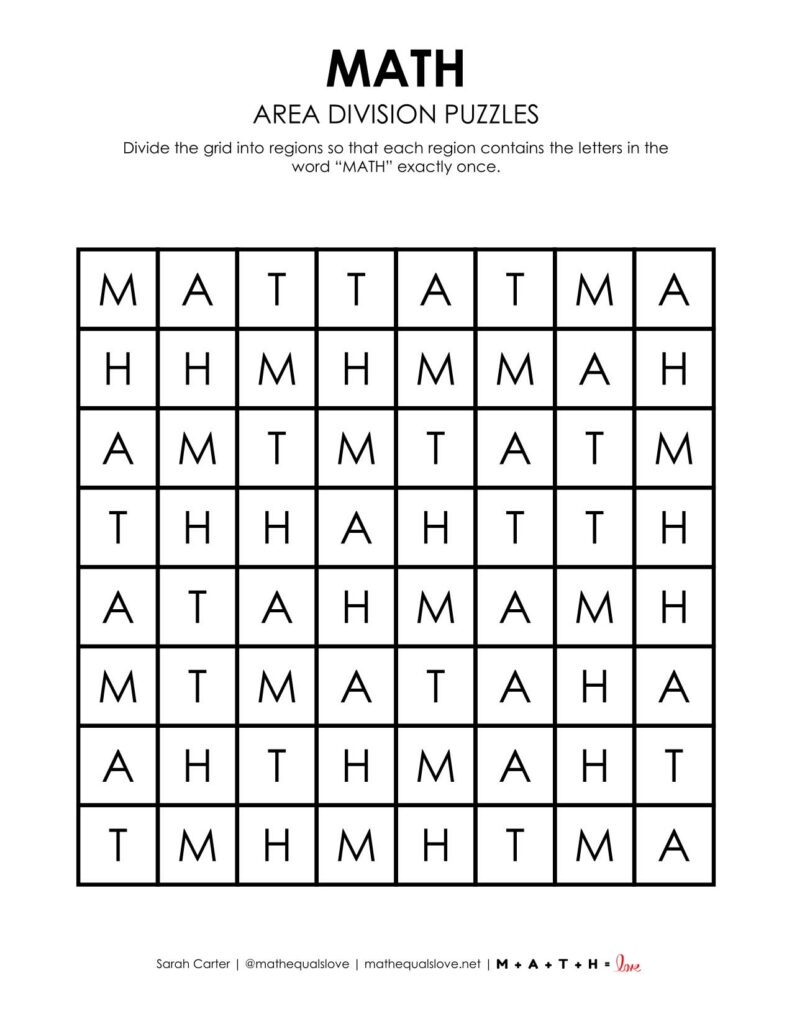 math area division logic puzzle. 