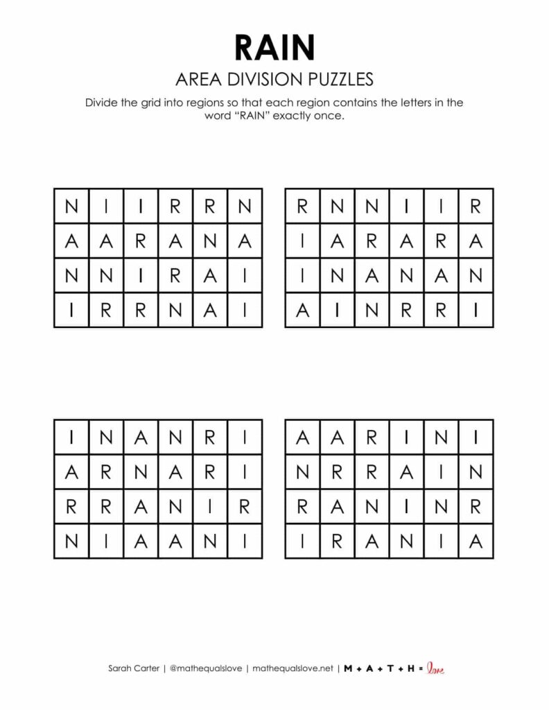 rain area division logic puzzle.