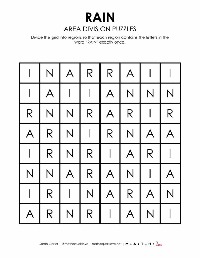 rain area division logic puzzle.