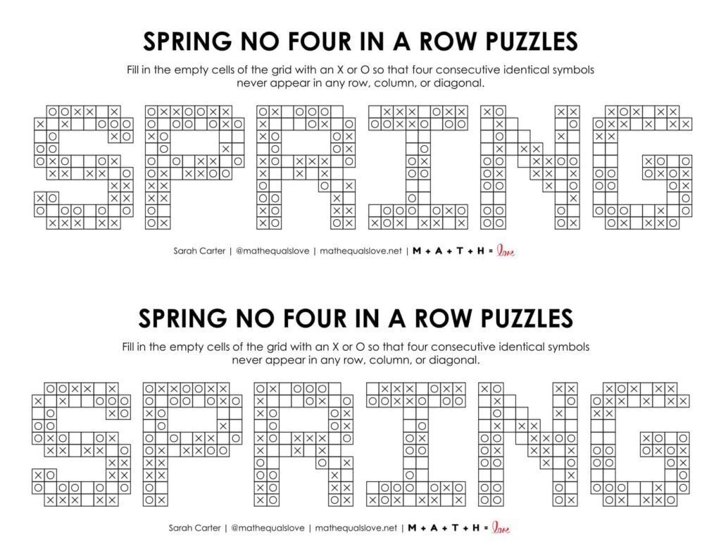 spring no four in a row logic puzzles pdf.