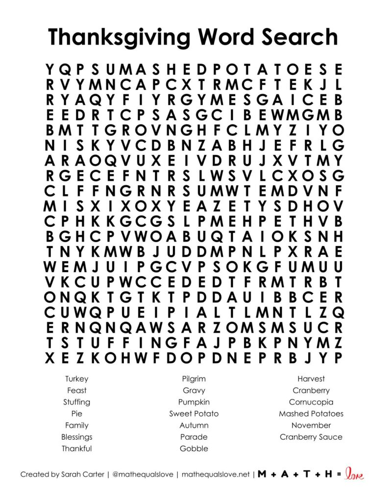 thanksgiving free printable word search puzzle pdf. 
