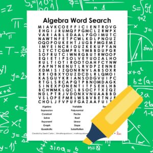 Algebra Word Search Puzzle | Math = Love