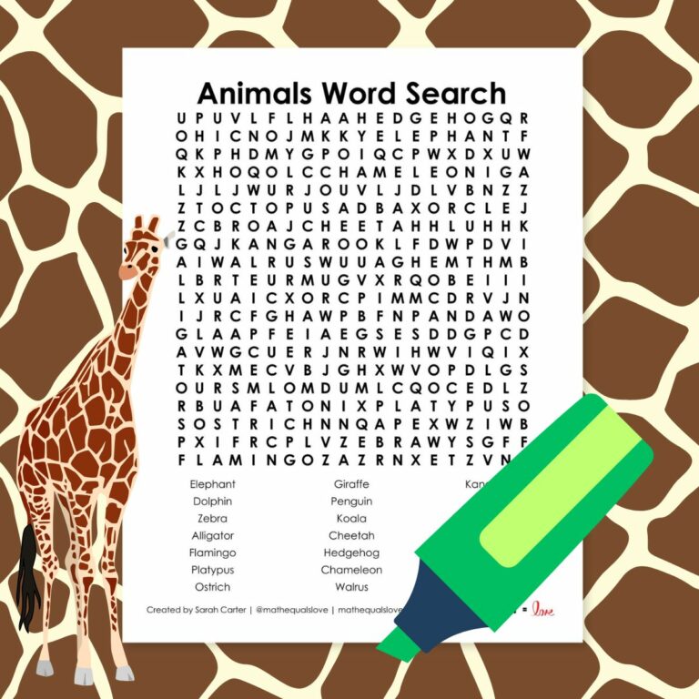 animals word search puzzle free printable pdf.