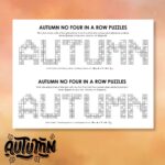 autumn no four in a row printable logic puzzle for fall.
