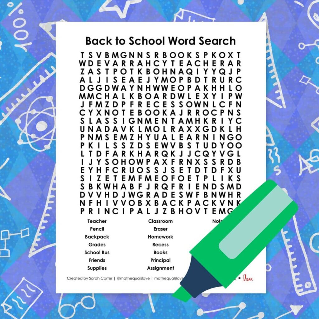 back to school word search puzzle free printable pdf.