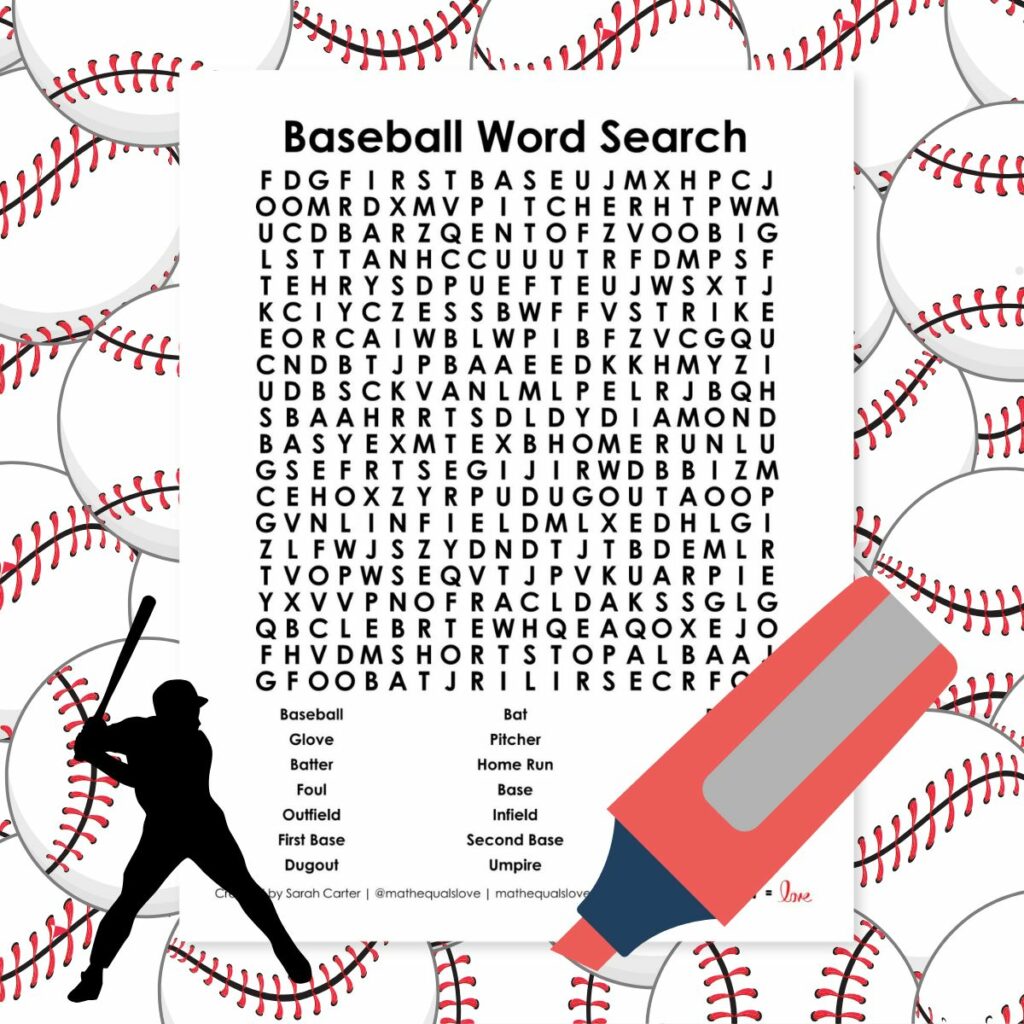 baseball word search puzzle free printable pdf.