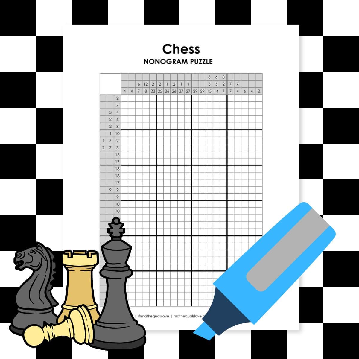 chess nonogram puzzle printable pdf.