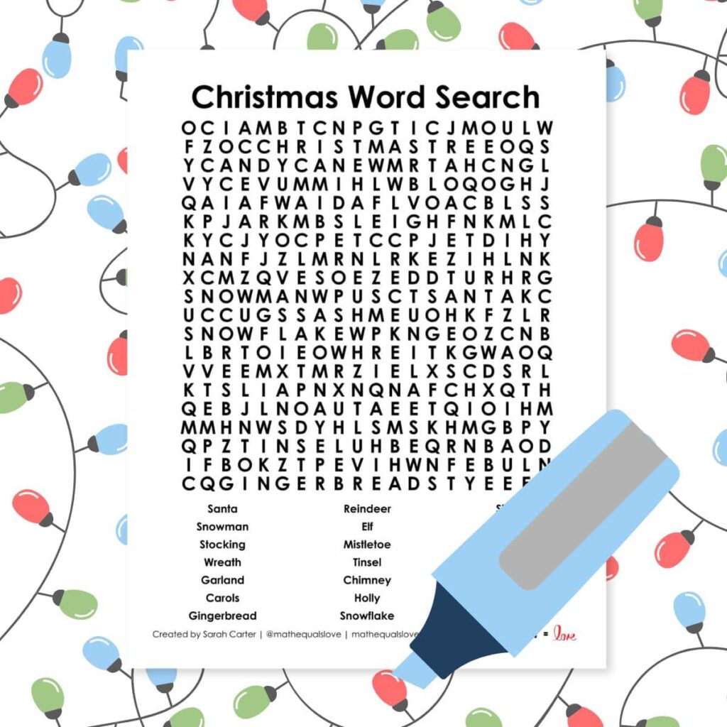 Christmas word search puzzle free printable pdf. 
