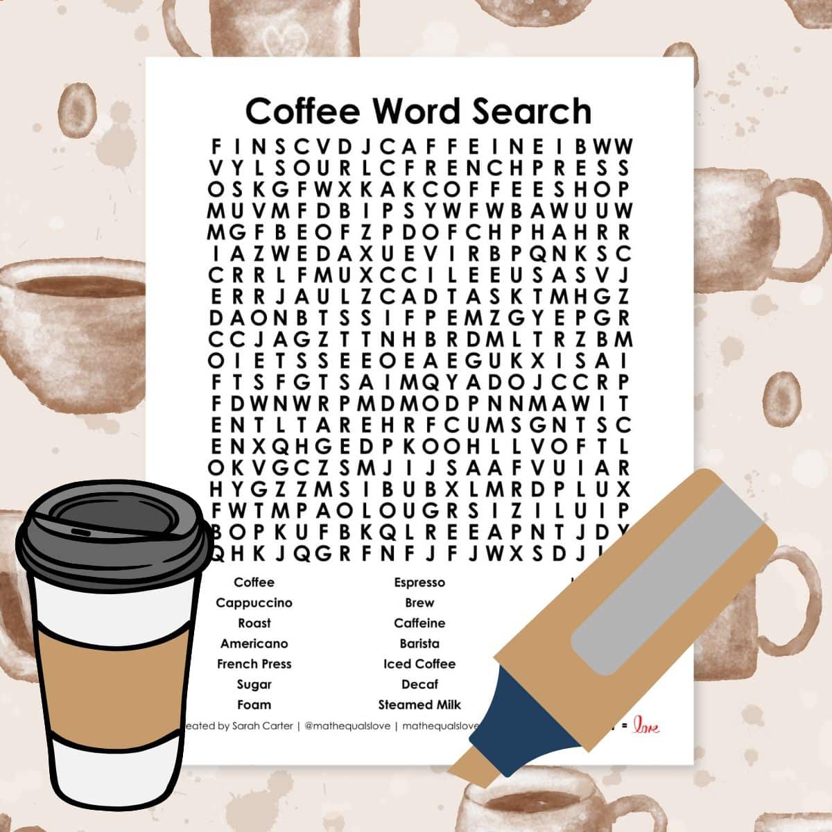 coffee word search puzzle free printable pdf.