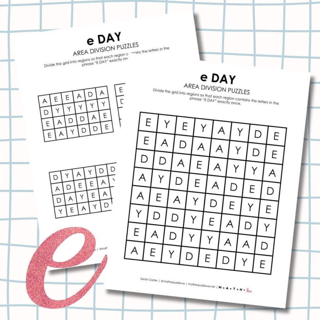 e day area division logic puzzle free printable pdf.
