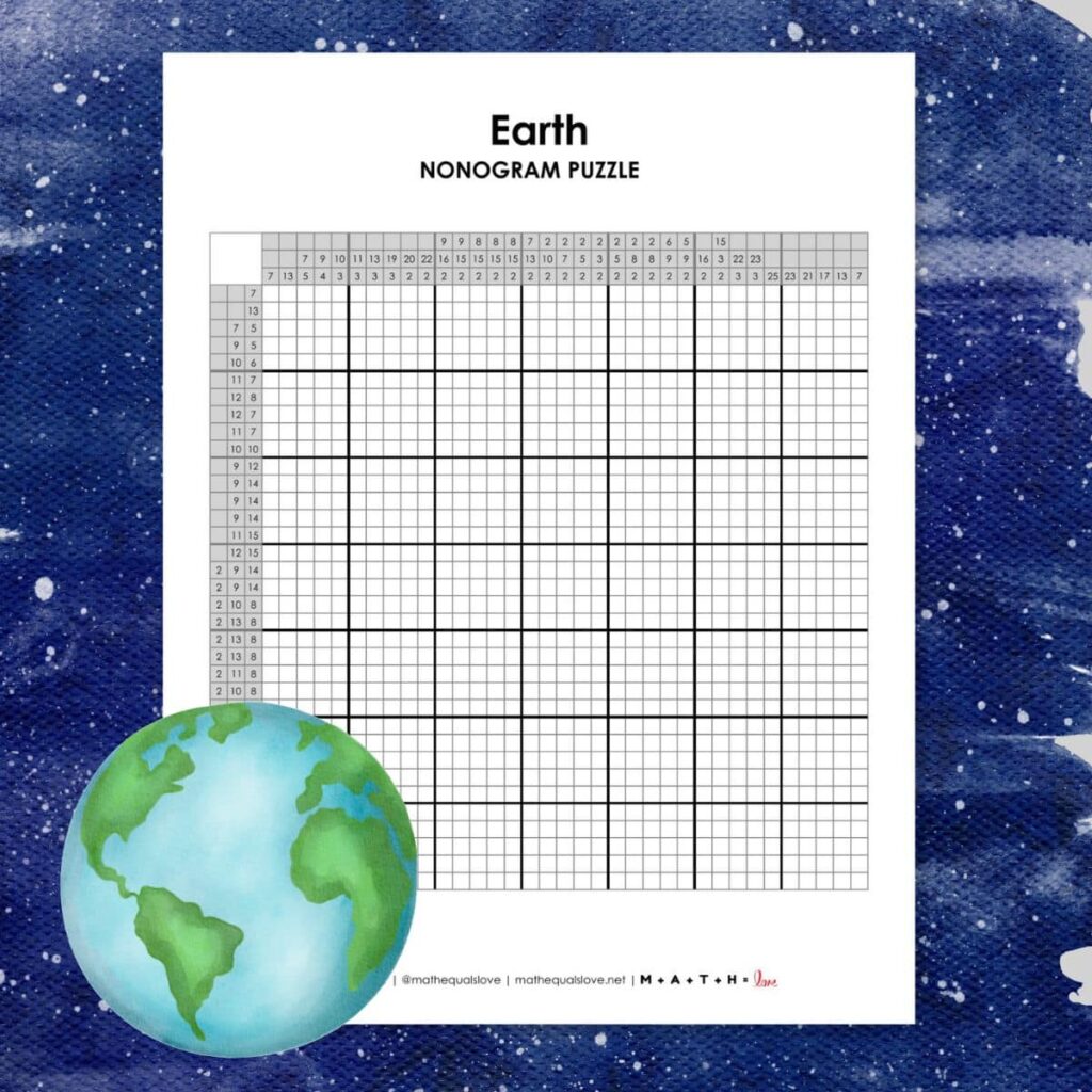 earth day nonogram puzzle printable pdf.