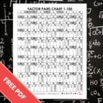 1-100 factor pairs chart free printable pdf.