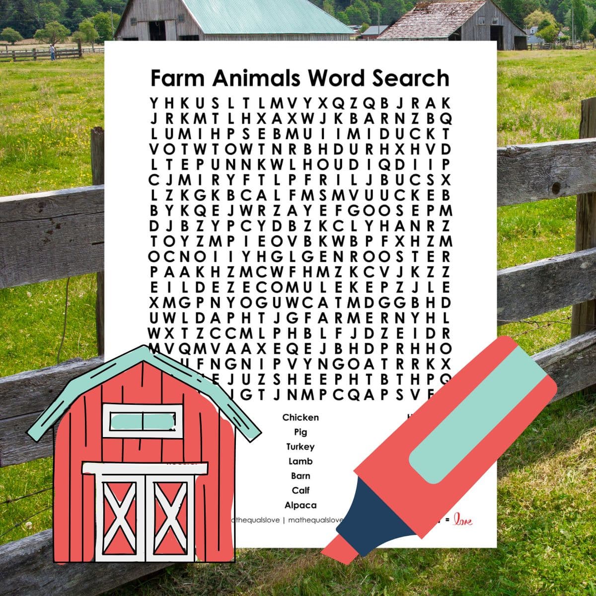farm animals word search puzzle free printable pdf.