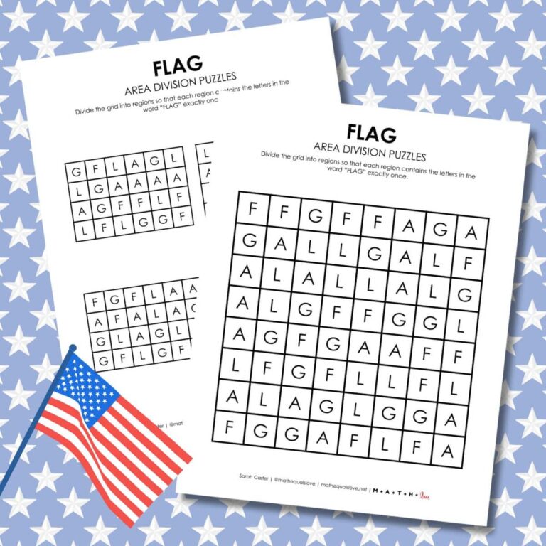 Flag Area Division Logic Puzzles