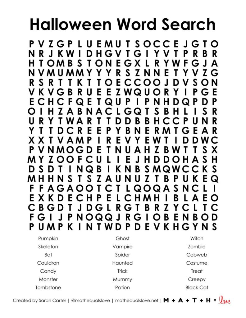 halloween word search puzzle pdf free printable. 