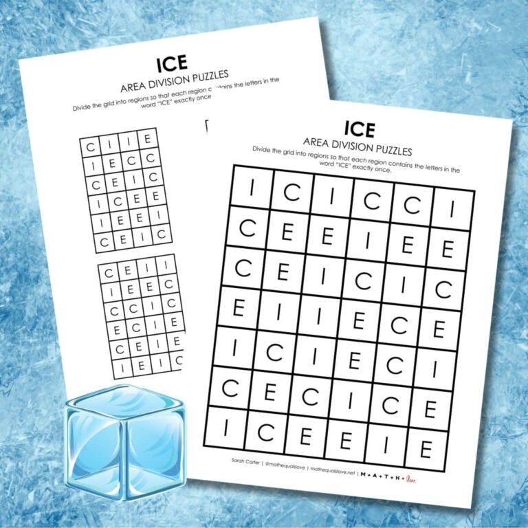 ice area division logic puzzle for winter.