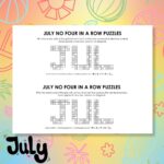 july no four in a row logic puzzles.