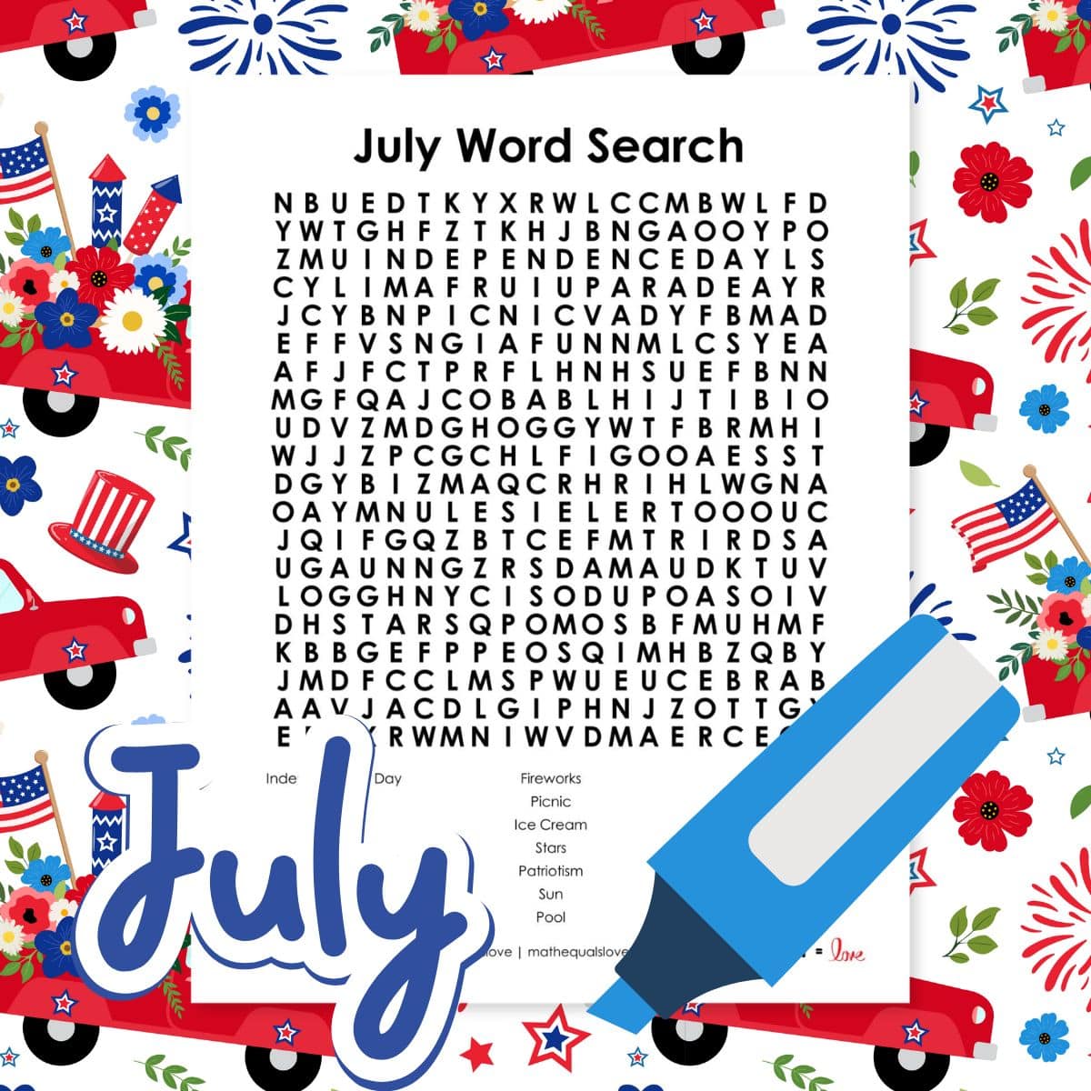 july word search puzzle free printable pdf.