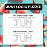 june hidoku logic puzzle.