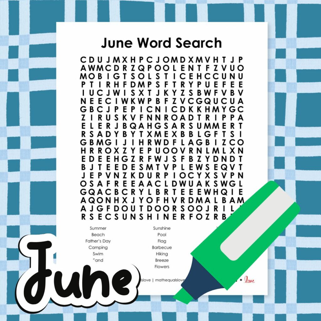june word search printable pdf free
