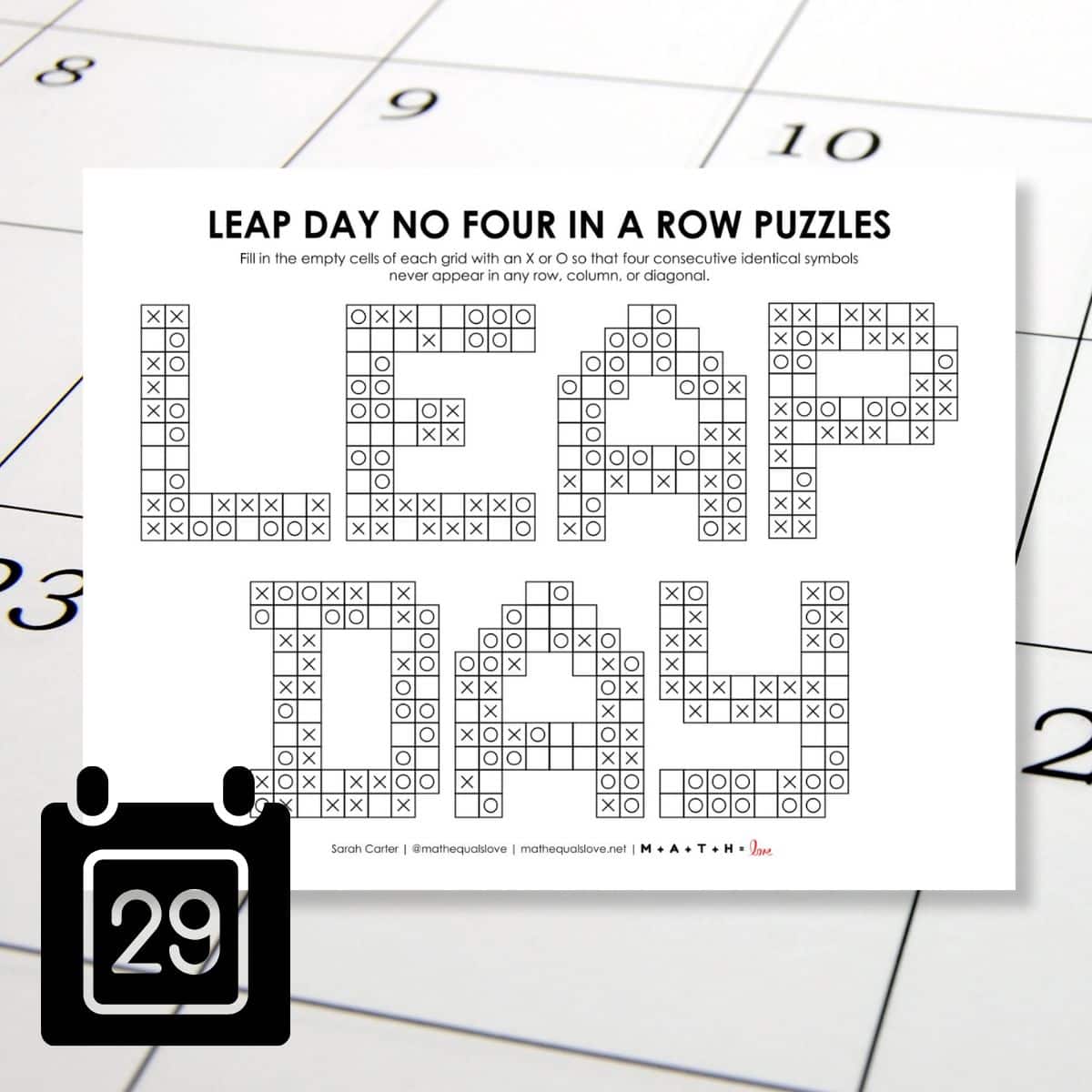 leap day no four in a row logic puzzle.