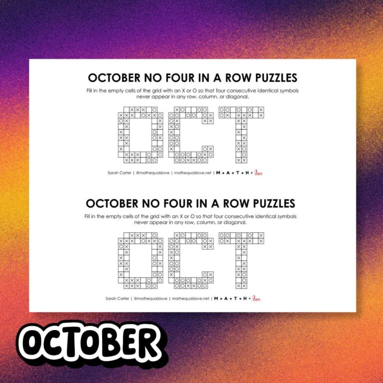 october no four in a row logic puzzle