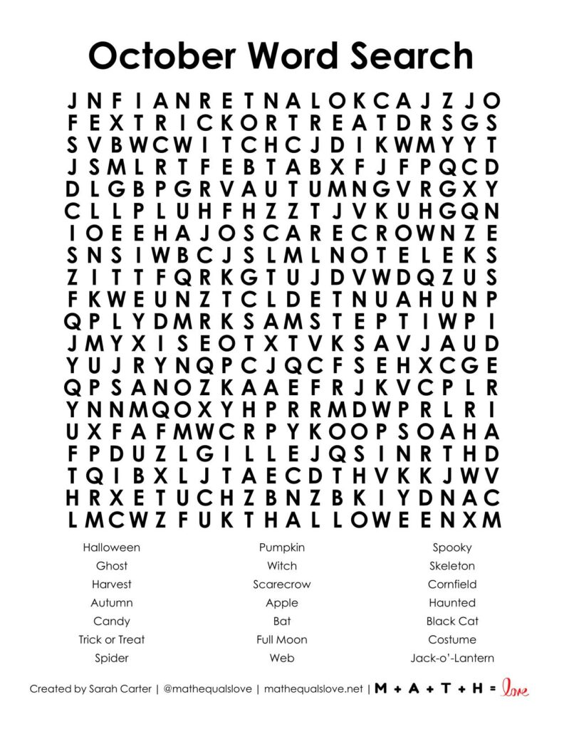 october word search puzzle free printable pdf download. 