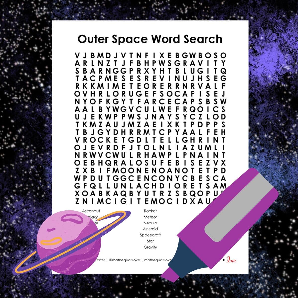 outer space word search puzzle free printable pdf.
