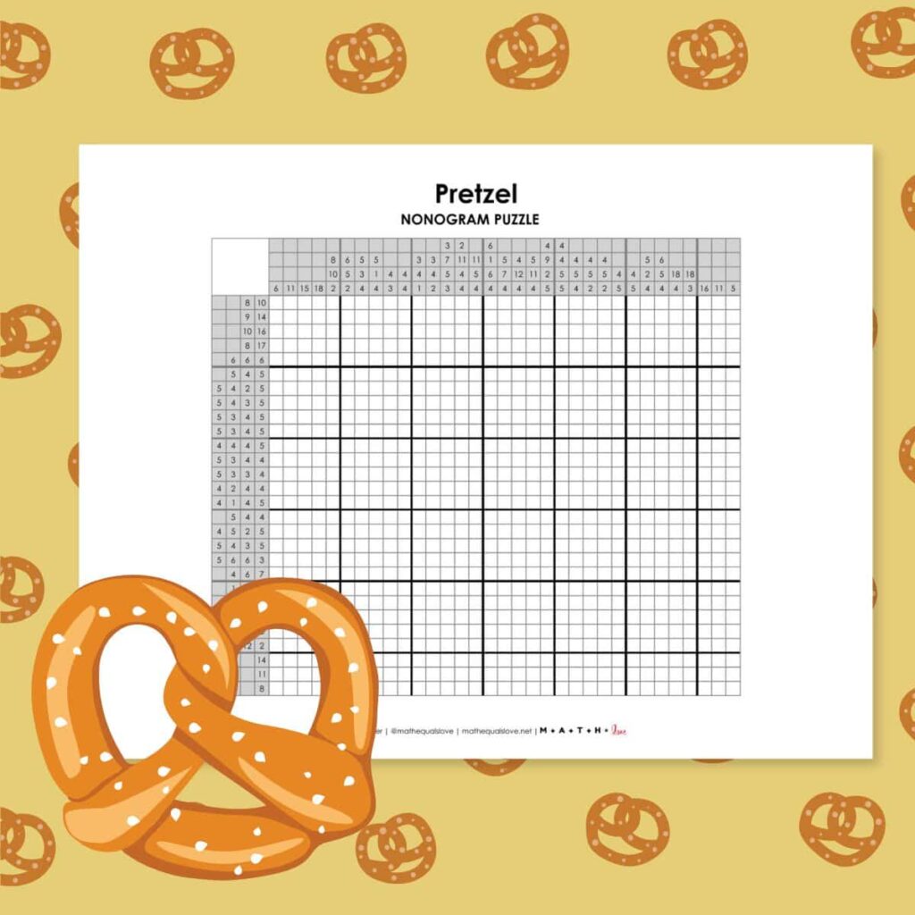 pretzel nonogram puzzle free printable pdf logic puzzle.