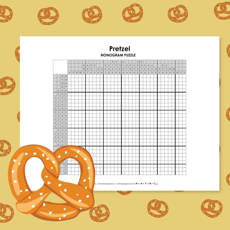pretzel nonogram puzzle free printable pdf logic puzzle.