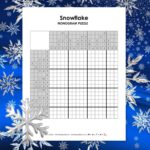 snowflake nonogram puzzle free printable pdf.