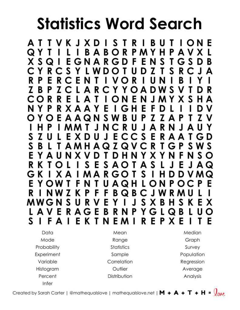 statistics word search puzzle free printable pdf download. 